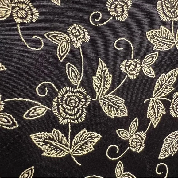 Black and Gold Embroidered Top Sheer Sleeves - Picture 7 of 9